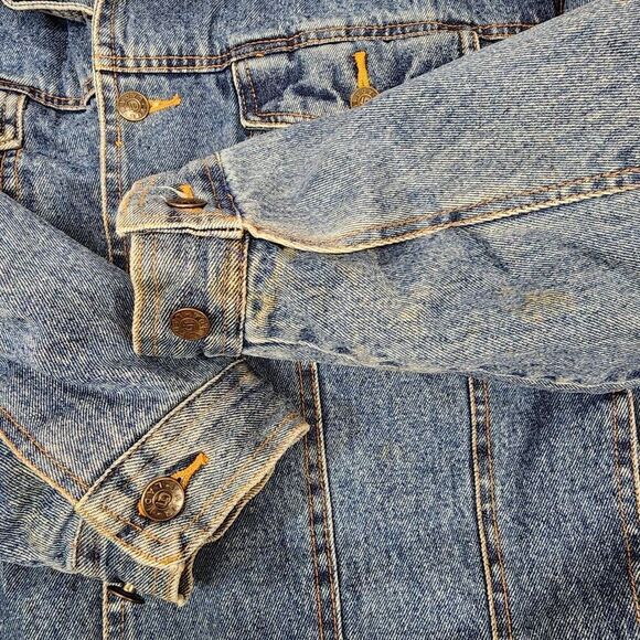 LADA Brand Men’s Large Vintage Denim Sherpa Lined Jacket Button-up - Picture 7 of 8